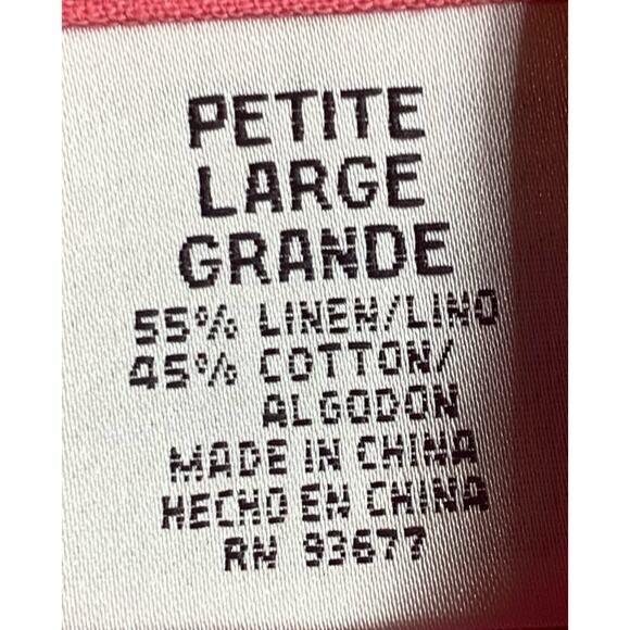 Liz Baker Blouse Size Large Shirt Women Petite Pink 3/4 Sleeve Button Up Pocket - Picture 10 of 12